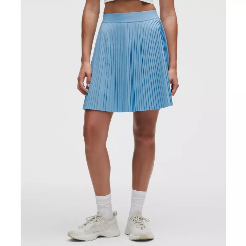 Pleated High-Rise Knee-Length Tennis Skirt