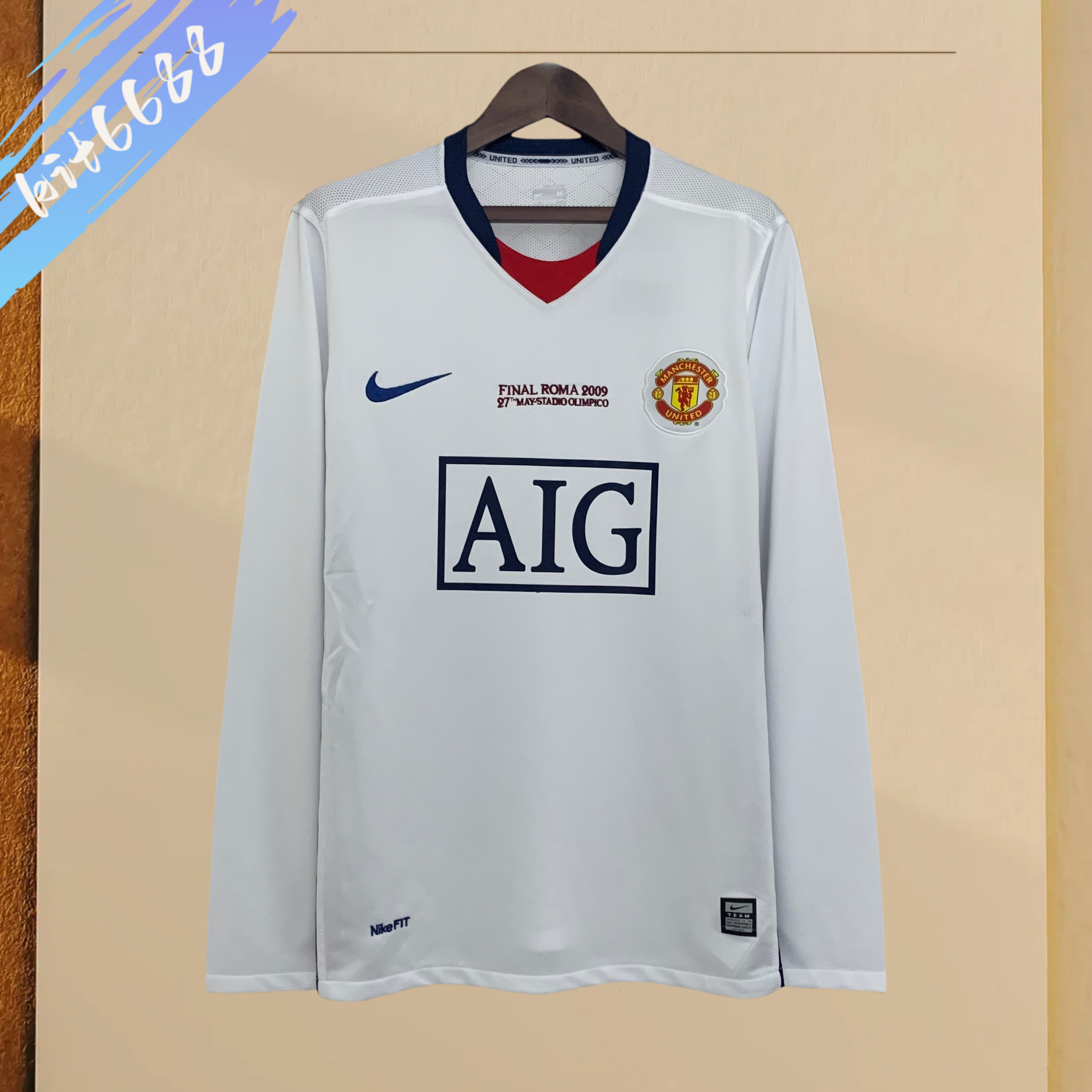 08/09 Manchester United Away Champions League Edition long sleeved retro football jersey