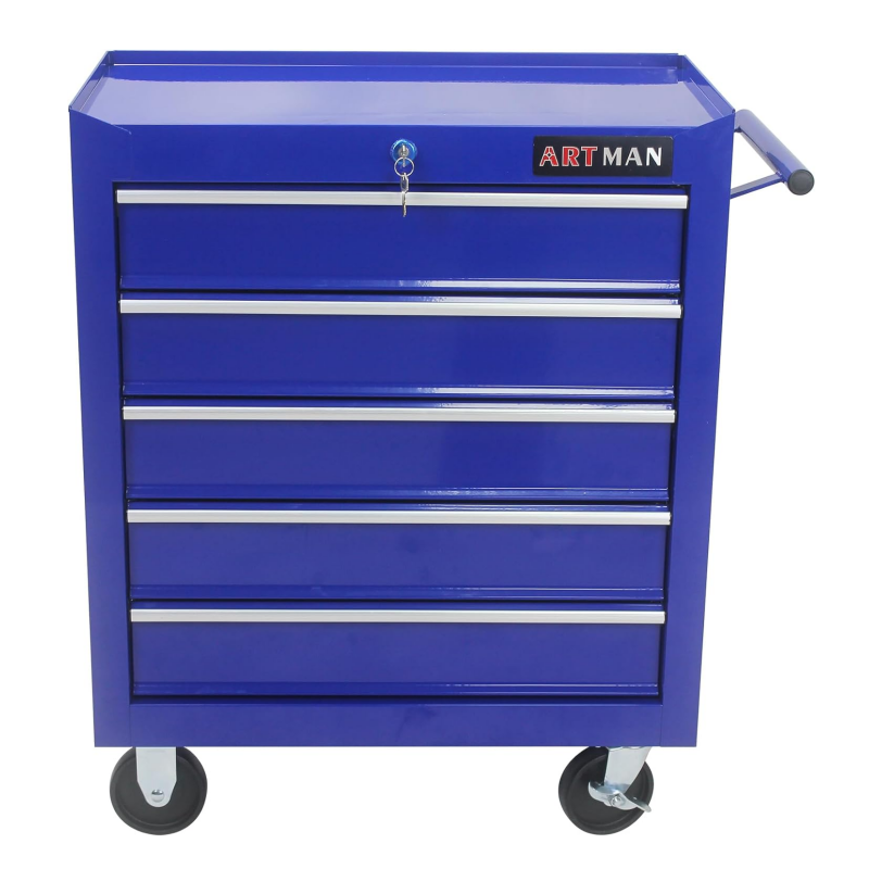 5 Drawer Rolling Tool Cart. Rolling Tool Box on Wheels. Lockable Home Repair Tool Storage Organizer. Mechanic Tool Box Cabinet. Garage