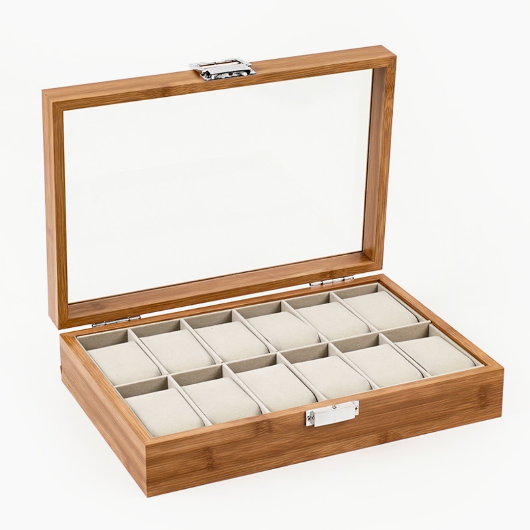 1,2,3,6,10,12 Slot Watch Cases for Men Watch Box with Large Glass Lid Lockable Wood Watch Display Case Watch Organizer Giftable Elegant Watch Holder custom logo