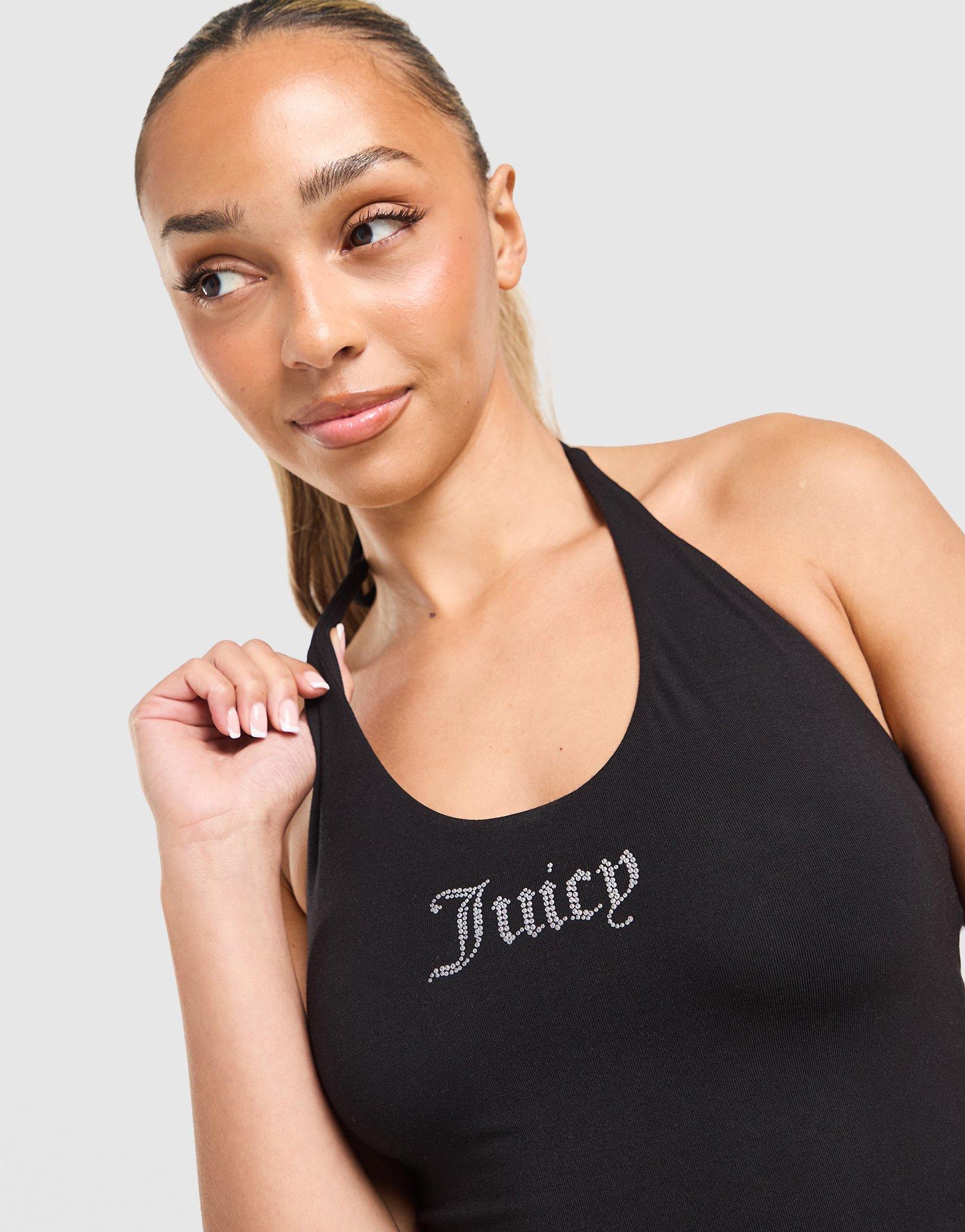 JUICY COUTURE Jersey Diamante Halter Vest Top