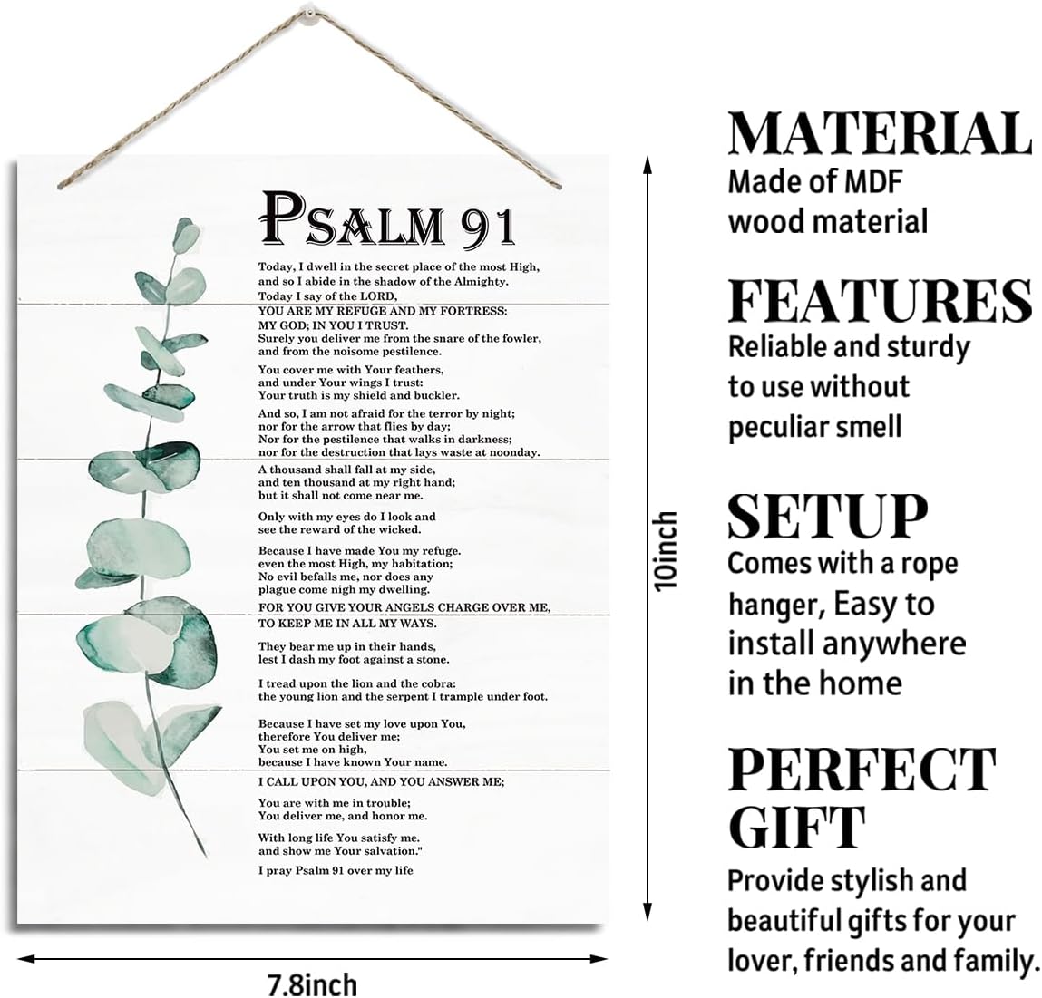 Christian Decor, Rustic Hanging Wood Plaque Sign, Inspirational Wood Art Signs, Religious Artwork, Christian Wall Decor, Home Office Decor, Living Room Decor, Bedroom Decor, Psalms 91 Wall Sign