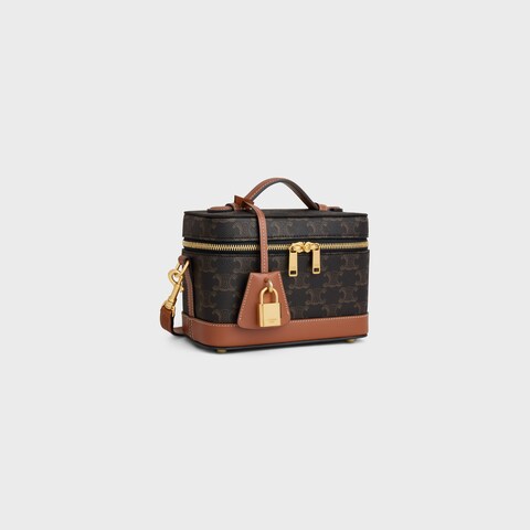 CELINE VANITY in Triomphe Canvas and calfskin TAN
