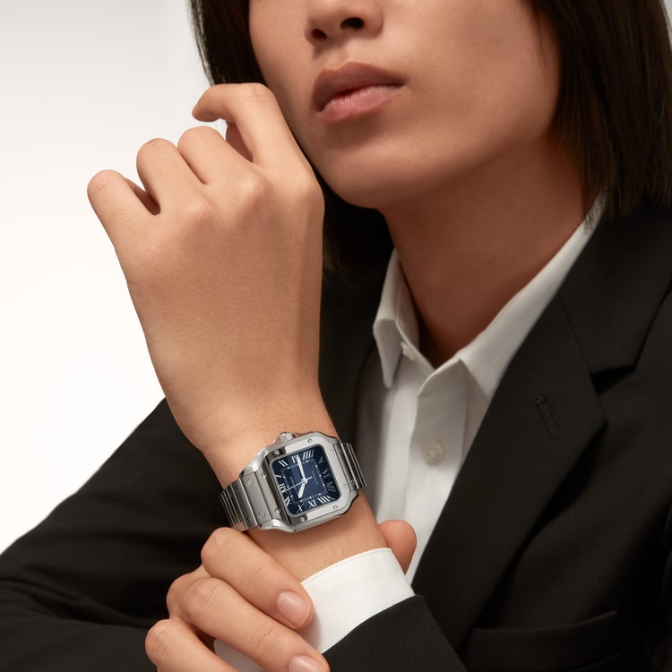 Santos de Cartier watch Medium model Graduated blue dial 35.1 mm