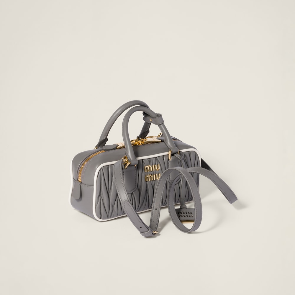 Arcadie matelassé nappa leather bag Marble Gray / White