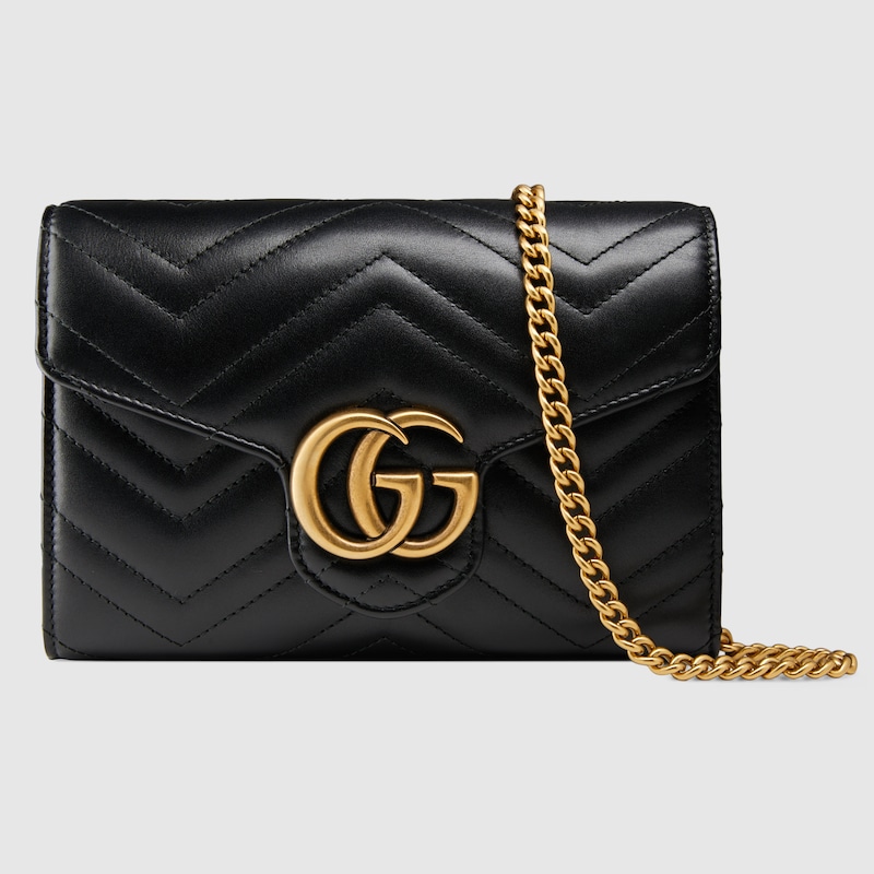 GG Marmont wallet on chain Black