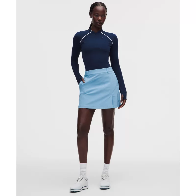 Stretch Twill Front Pleat Golf Skirt Embroidered Logo