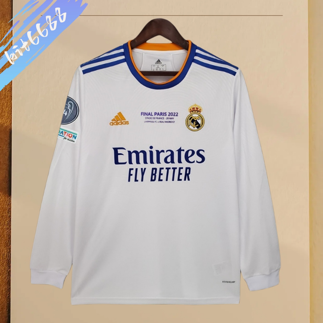 2021/2022 Real Madrid home Champions League version Long Sleeve Retro Football Shirt