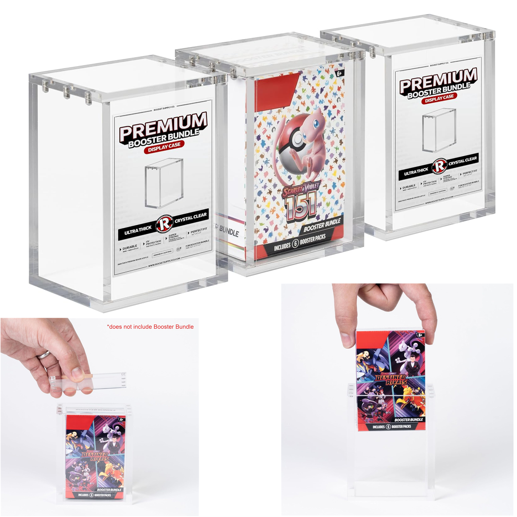 151 Booster Bundle Box Acrylic Display Box Magnetic Lid Dustproof UV Protection Clear Acrylic Case For Pokémon TCG Scarlet & Violet 151 Card Collection Storage Protector