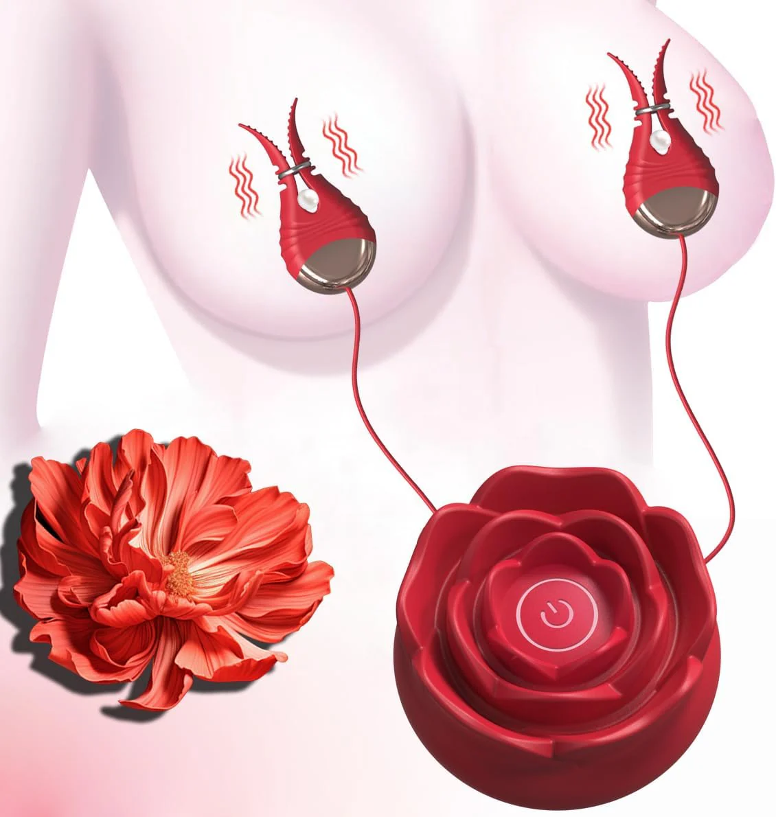 Rose-shaped 10 Vibration Nipple Clamps Set