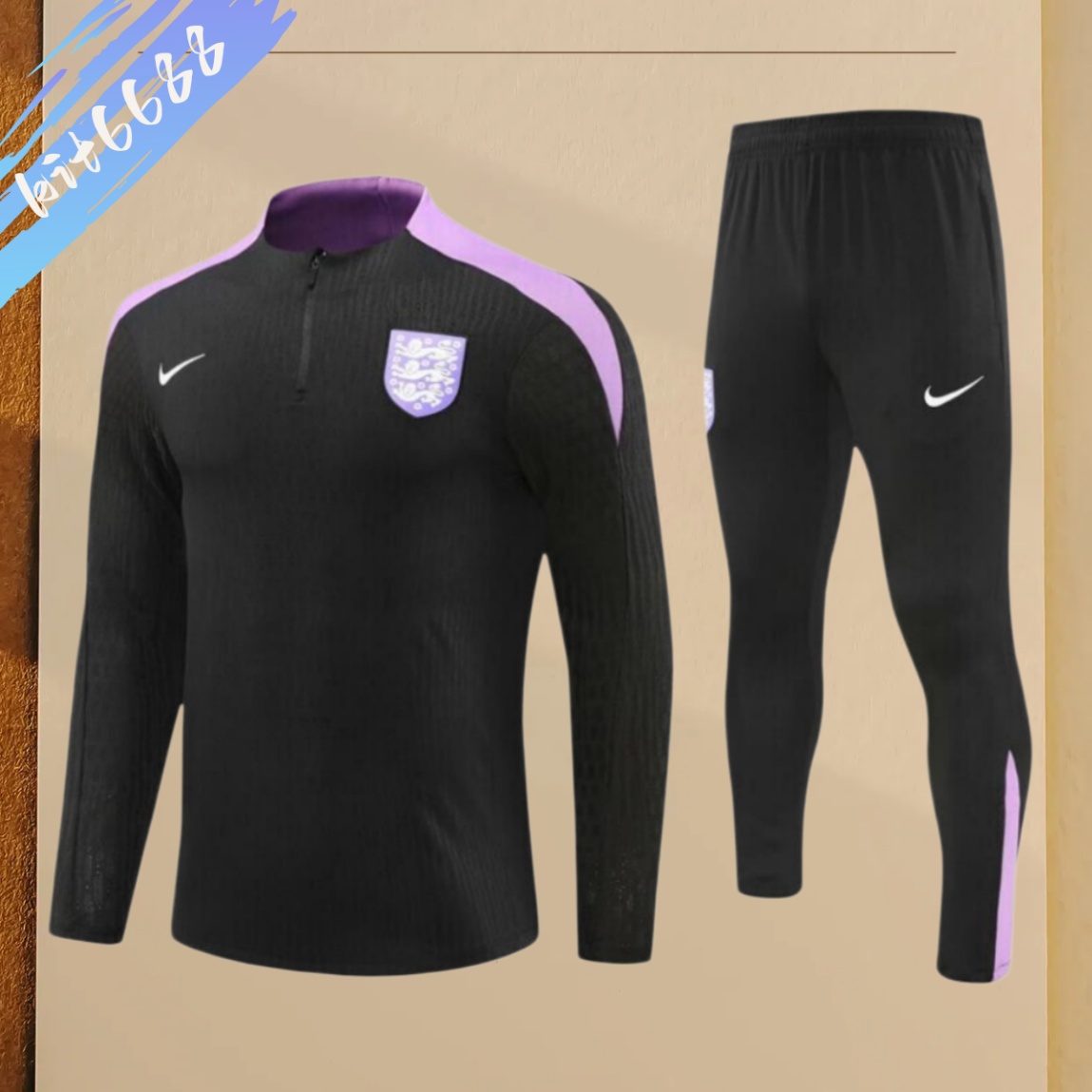2024/2025 England Black Half Zip Training Kit - (Adult Kids Kit)