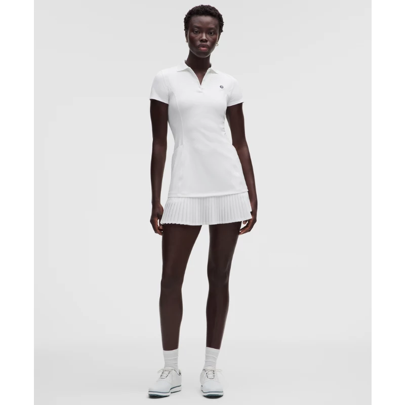 Pleated-Hem Polo Golf Dress