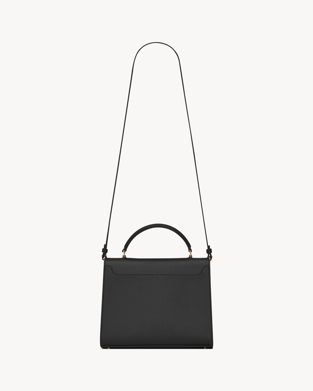 cassandra medium top handle bag in grain de poudre embossed leather BLACK