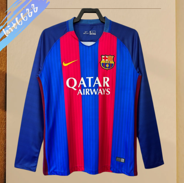 16/17 Barcelona  home long sleeves Retro Football Shirt