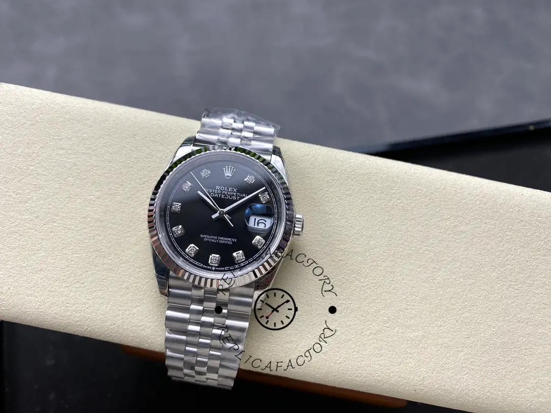 Rolex Datejust 126234 Fluted Bezel Black Diamond Dial 36MM Unisex Replica Watch