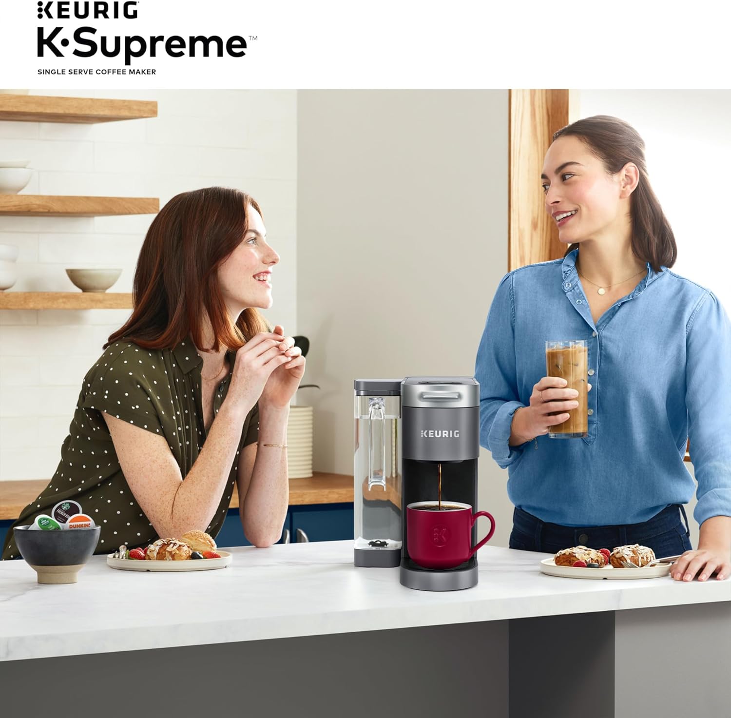 Coffee maker, MultiStream technology, 4 brewing sizes, 64 oz (about 1.9 kg) dual-position removable water tank,