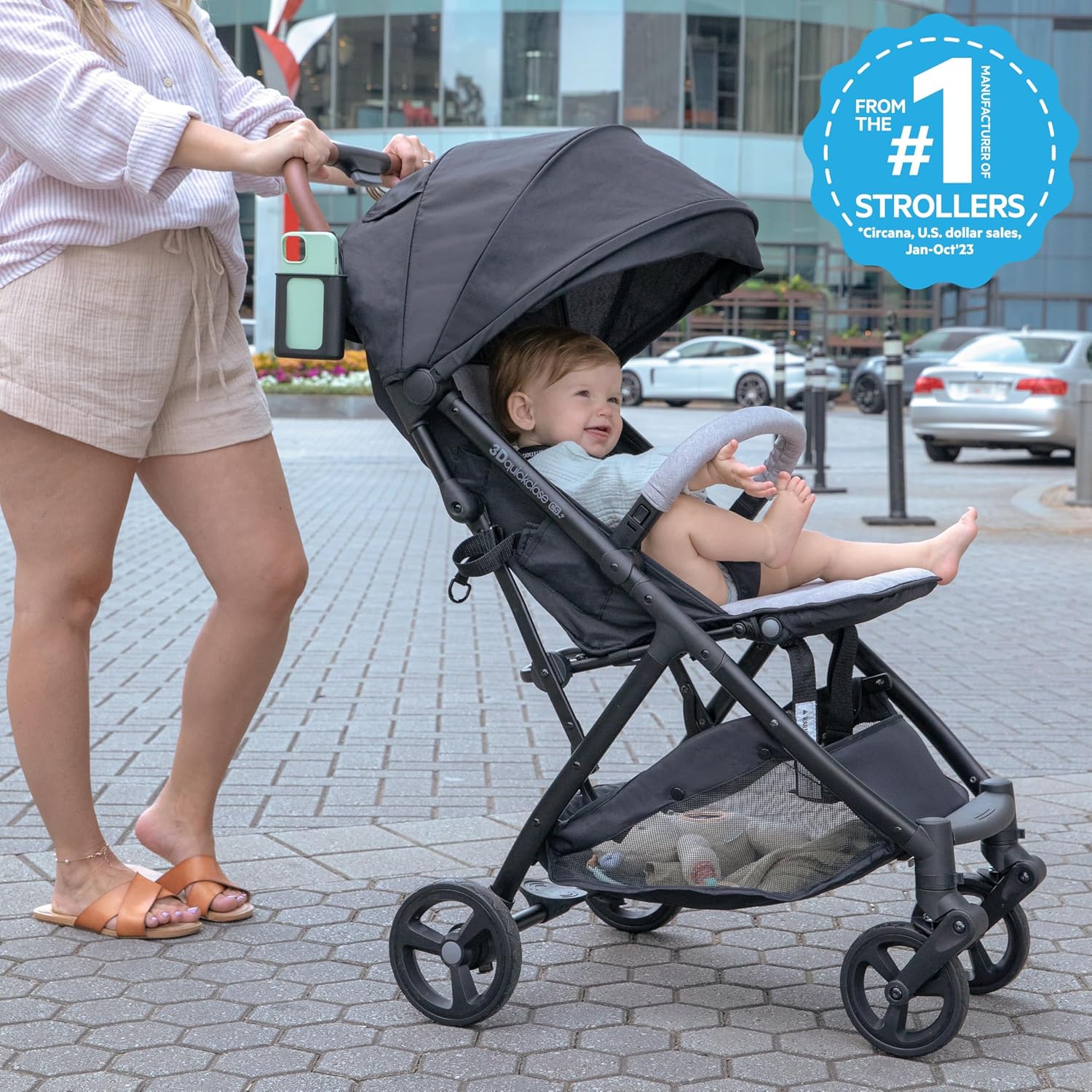 Ingenuity 3Dquickclose CS+ Compact Fold Stroller – Lightweight Stroller with Oversized Canopy. Extra-Large Storage and Compact Fold