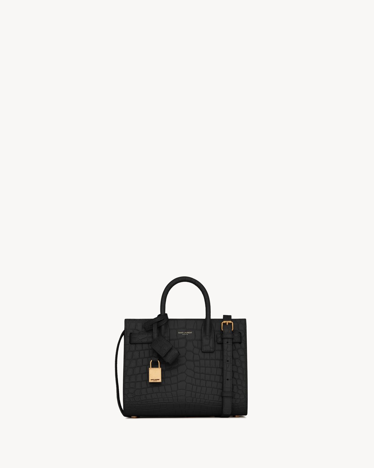 sac de jour in crocodile-embossed leather - nano BLACK
