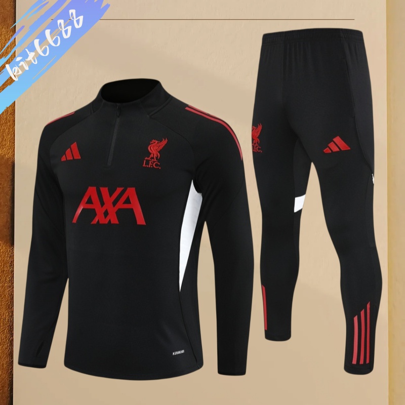 25/26 Liverpool black Half Zip Training Kit (Adult Kids Kit)