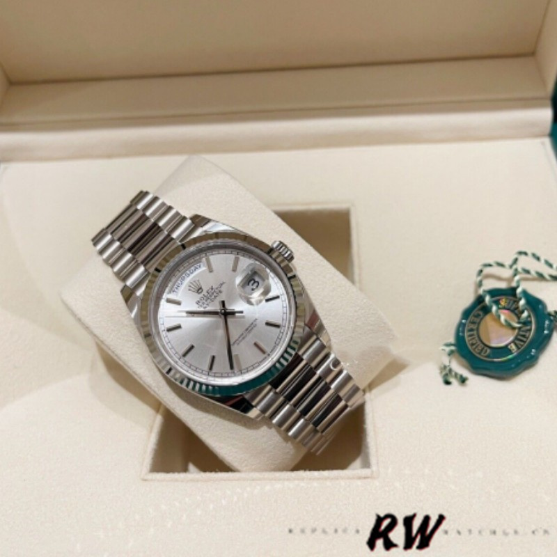 Rolex Day-Date 128239 0005 White Gold Silver Index Dial 36MM Unisex Replica Watch