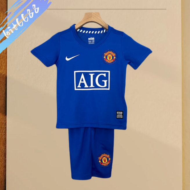 08/09 Manchester United Third Away ground Retro Football Soccer Kids Kit