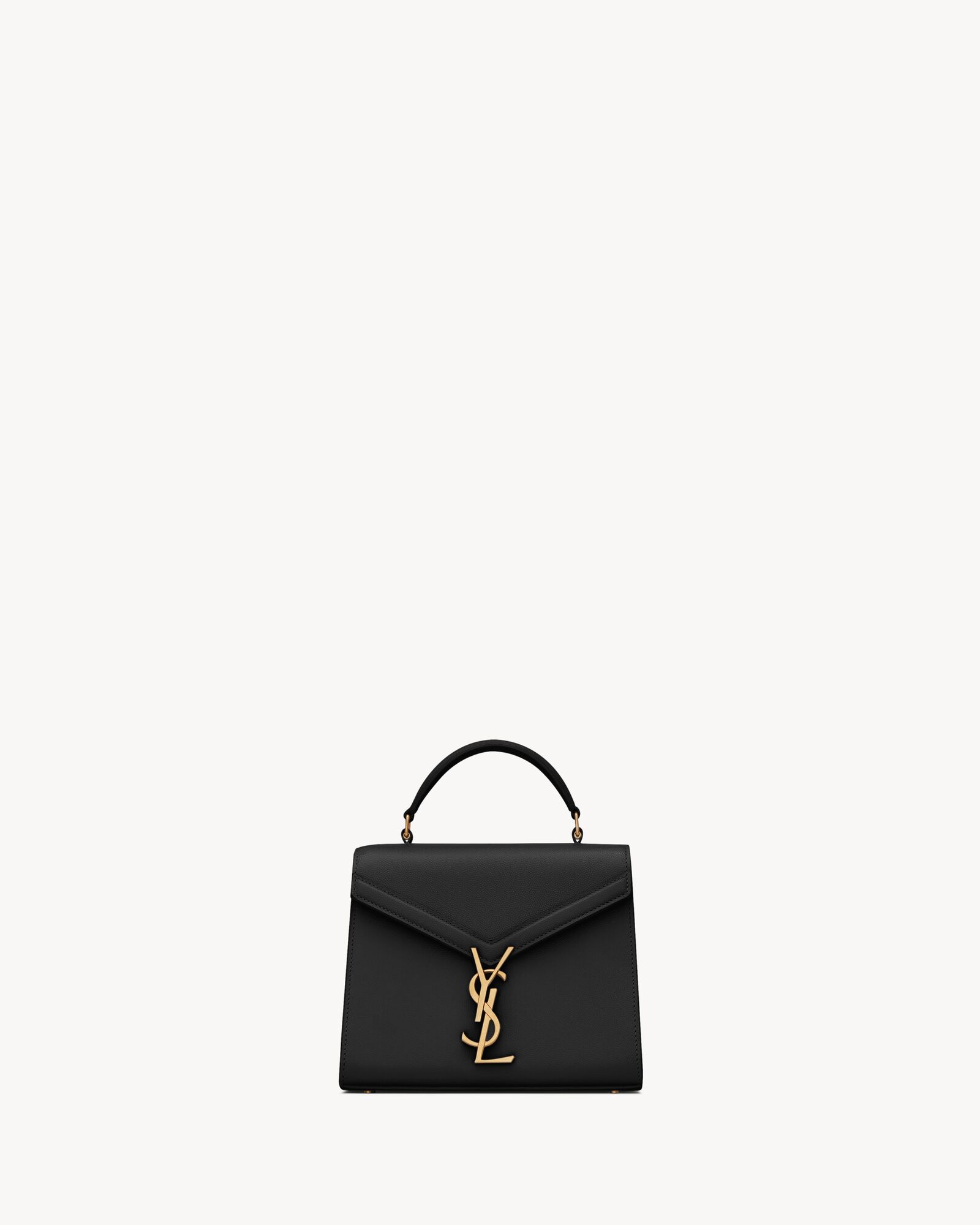 cassandra mini top handle bag in grain de poudre embossed leather BLACK
