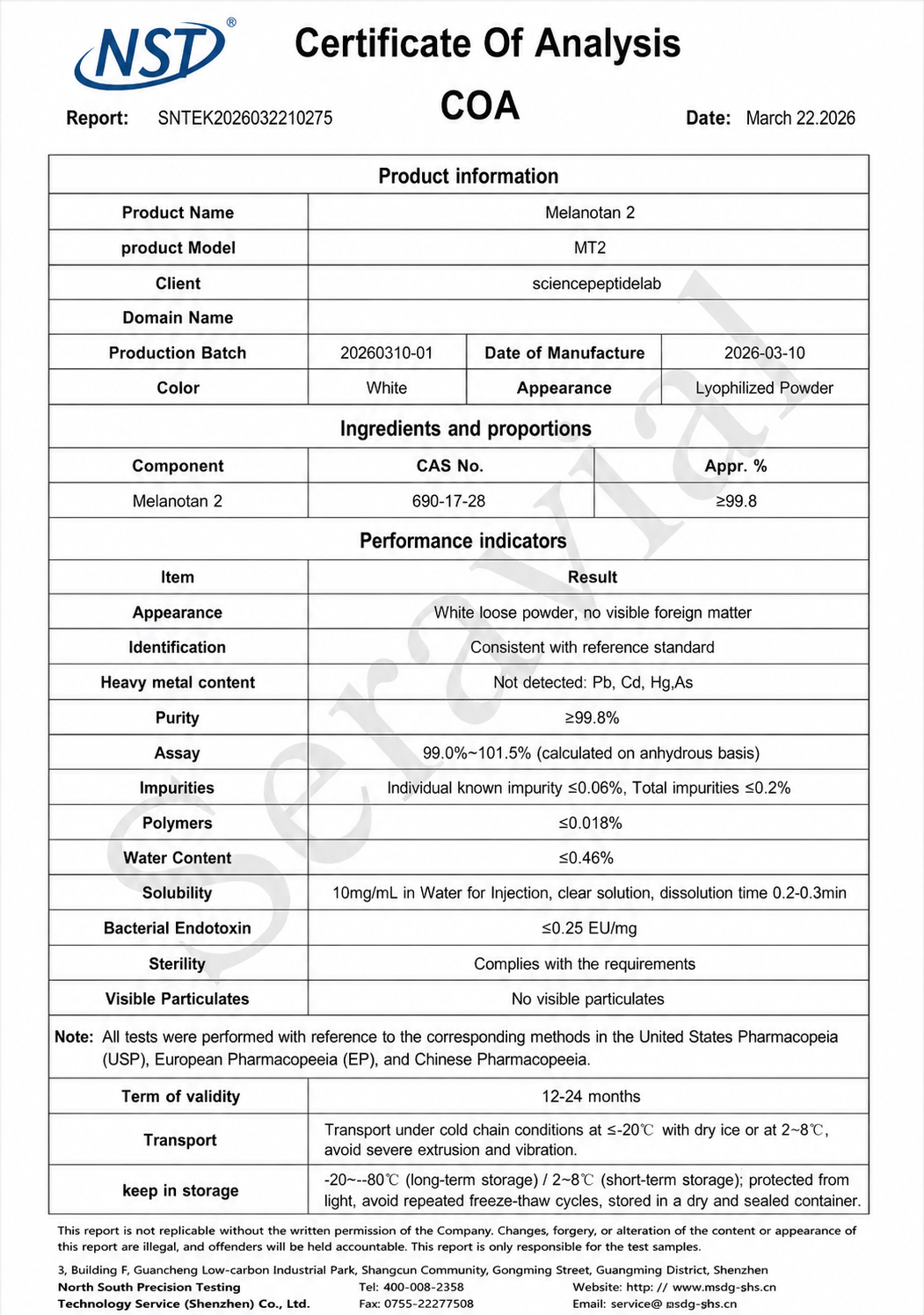 MT-2(Melanotan 2)-10mg×10vials