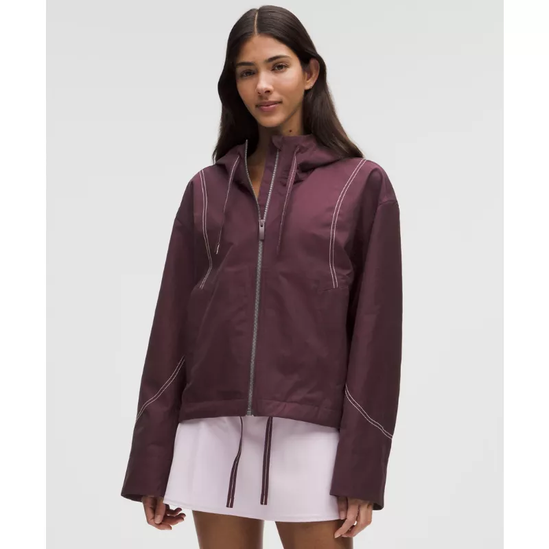 Water-Resistant Cropped Hooded Jacket