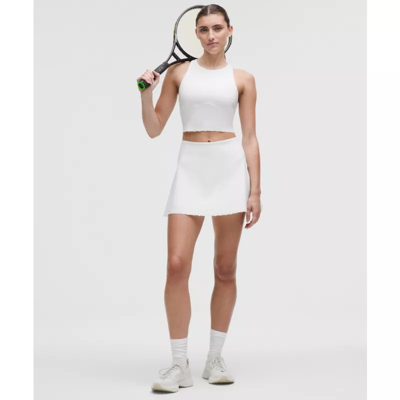 Scallop-Hem High-Rise Tennis Skirt