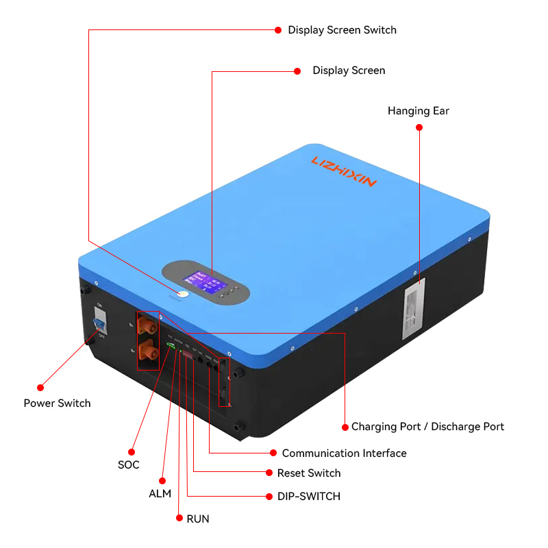 Wall-mounted 51.2v 150ah