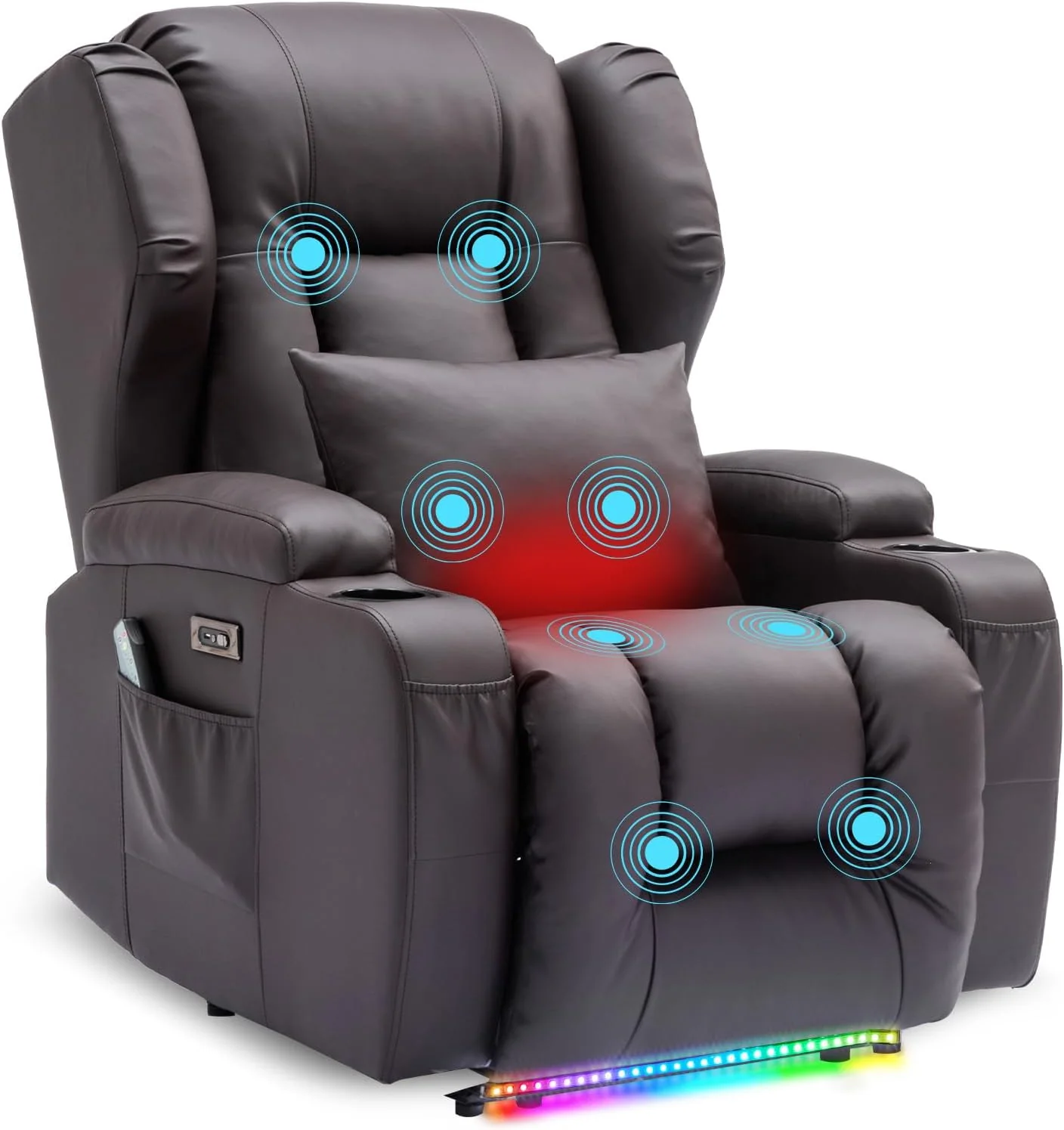 SAMERY relaxation chair. electric massage chair. lounge chair. vibration heating. relaxation chair and lounge chair with LED/USB. cinema armchair. TV armchair. living room bedroom. black 7815