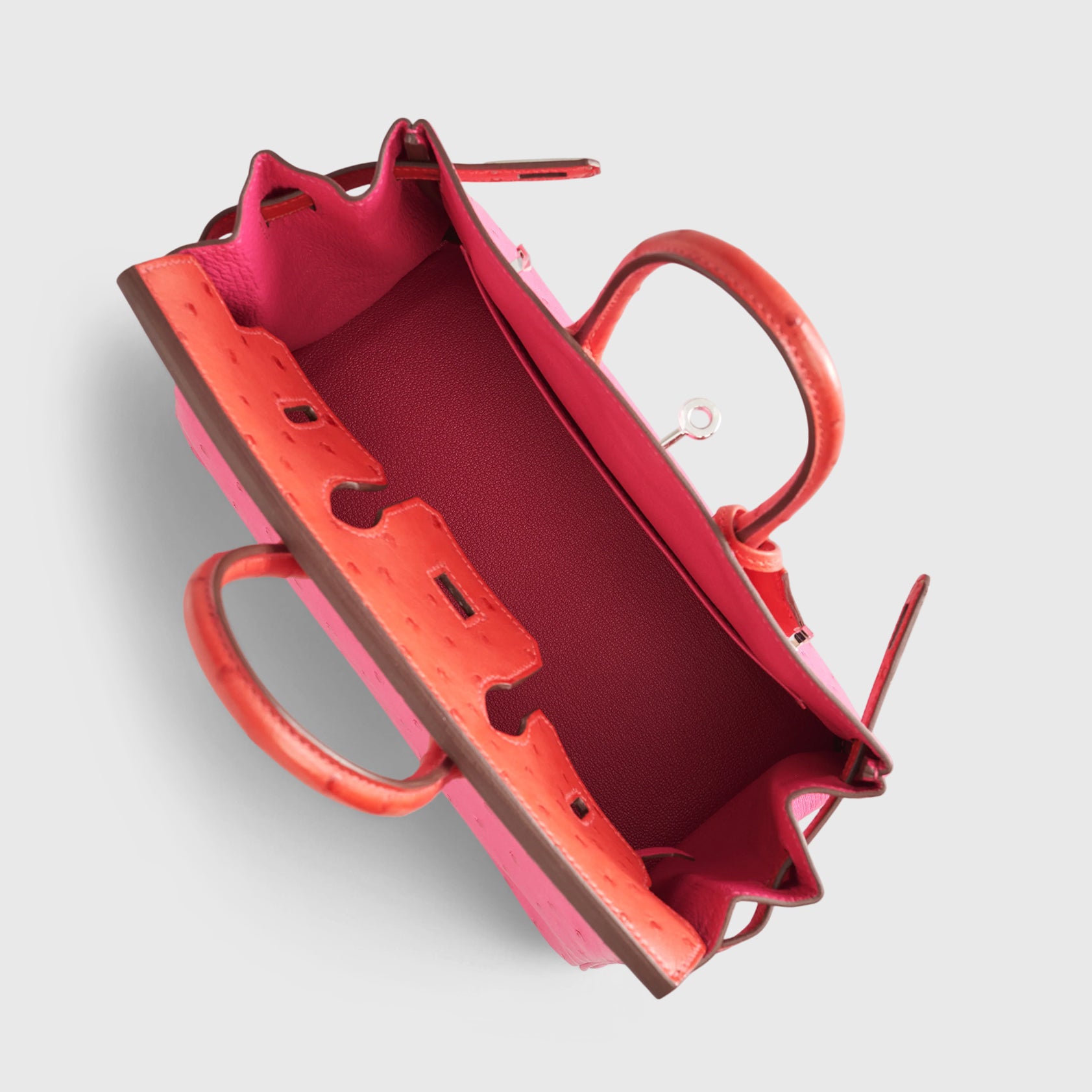 Hermès Birkin 25 Ostrich Rose Tyrein/Rouge Vif Palladium Hardware