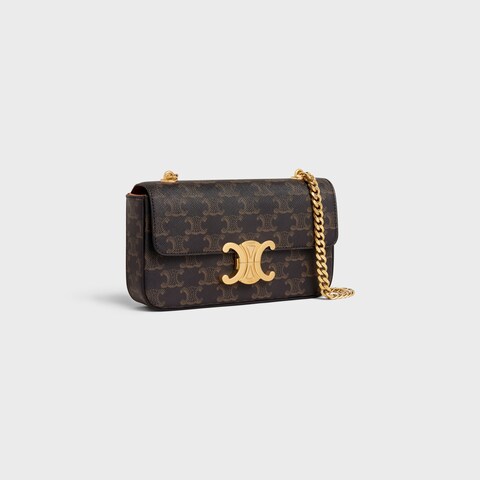 CHAIN SHOULDER BAG CLAUDE in Triomphe canvas TAN