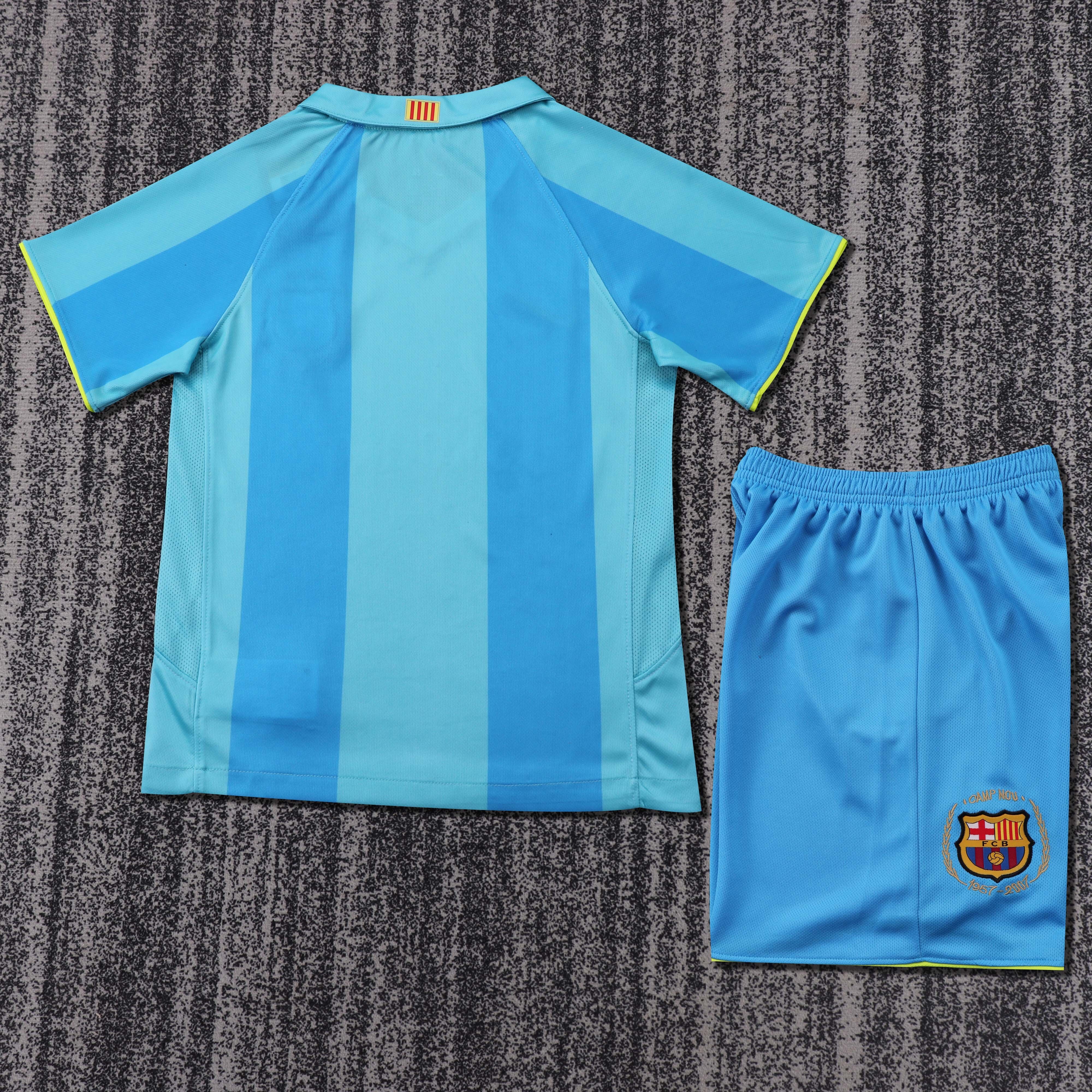 2007/2008 Barcelona Away Retro Kids Kit(Kids Kit)