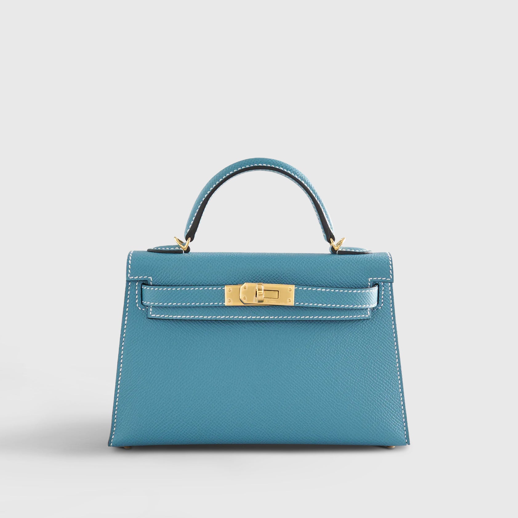 Hermès Kelly Mini Epsom New Blue Jean Sellier Gold Hardware
