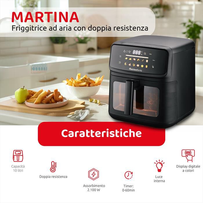 MELCHIONI FAMILY - Friggitrice ad Aria 10L MARTINA-Nero / Plastica
