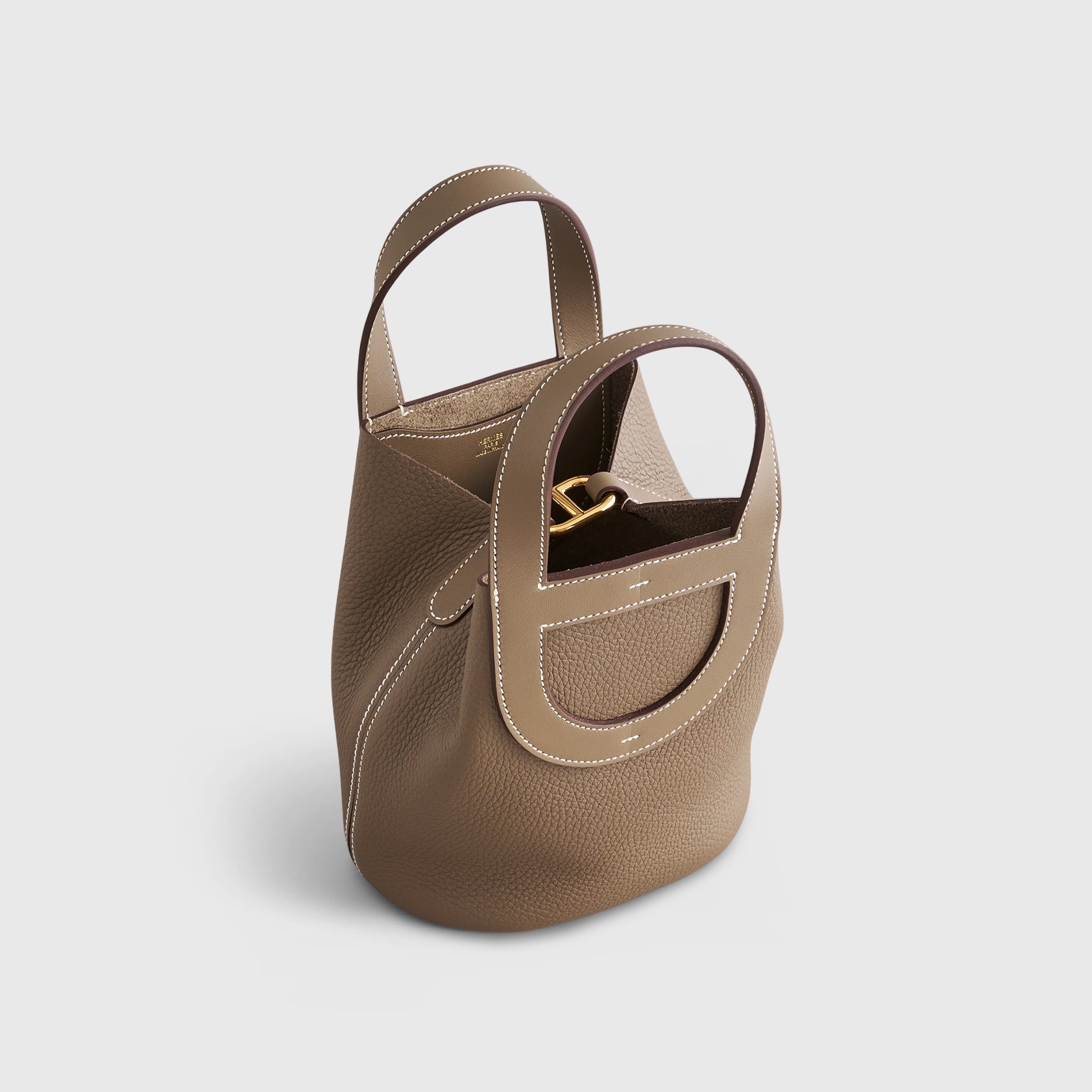 Hermès In-The-Loop Bag 18 Clemence, Swift Etoupe Gold Hardware