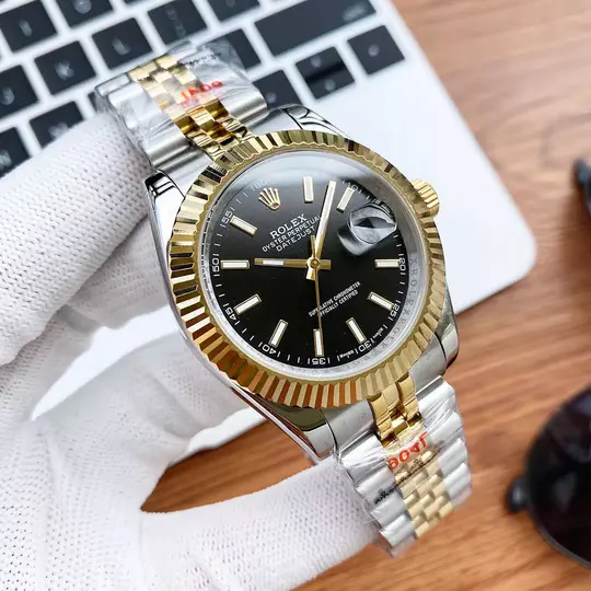 Rolex Datejust 41 Black Dial Men's Gold & Steel Watch 126333-0014