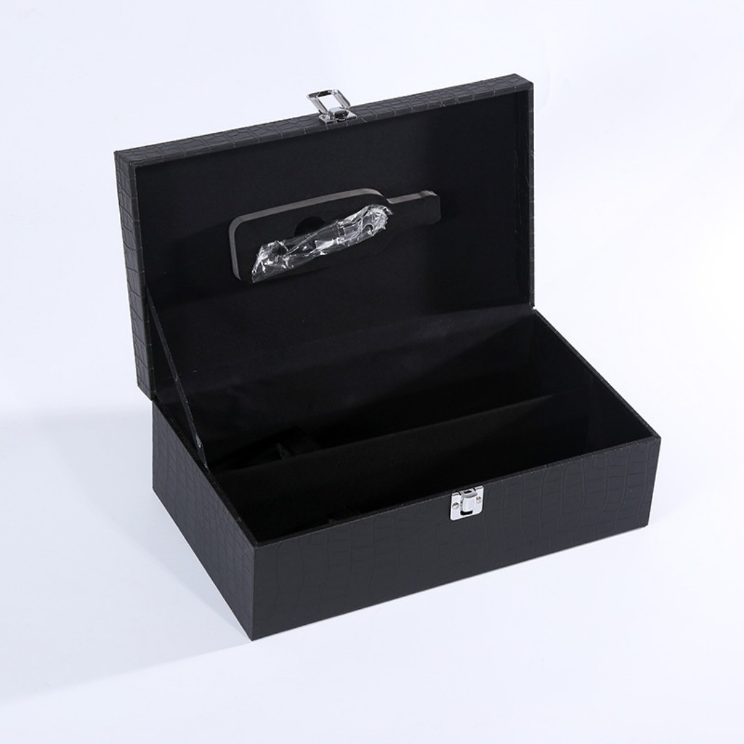Wine Box, 2 Bottle Leatherette Top Handle with 4 Wine Accessory Travel Wine Gift Box, Handmade Premium Wine Carrier Case custom logo