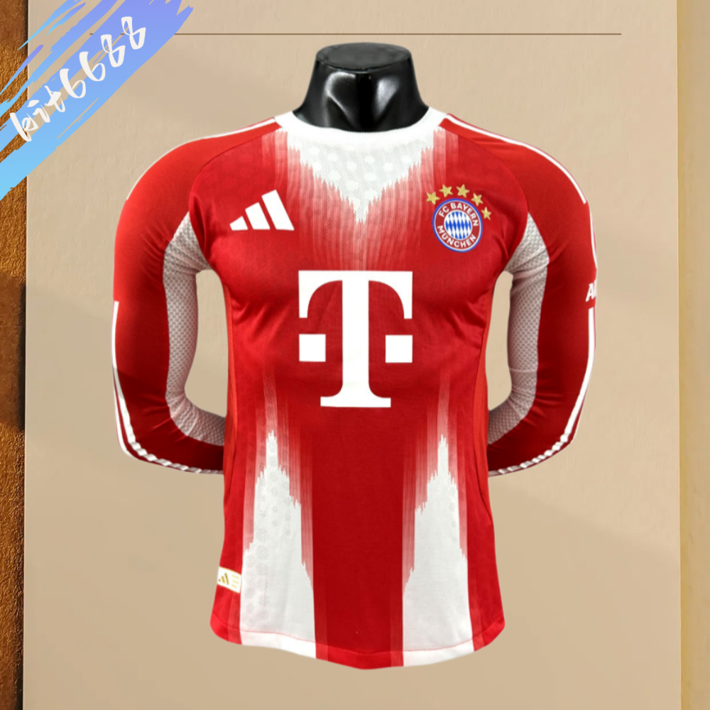 2025/2026 Bayern Munich Home Long Sleeve Football Shirt (Player Edition)