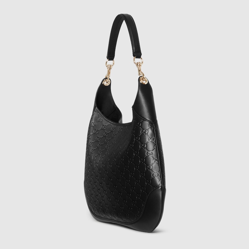 Gucci B large shoulder bag Black GG embossed leather