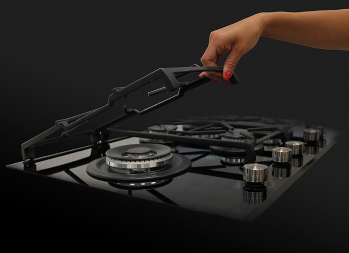 GLEM GAS - Piano cottura a gas GV755XBK 5 fuochi 70cm-Nero Lucido