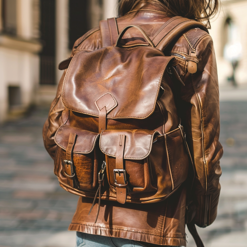 Vintage Multi-Pocket Leather Backpack