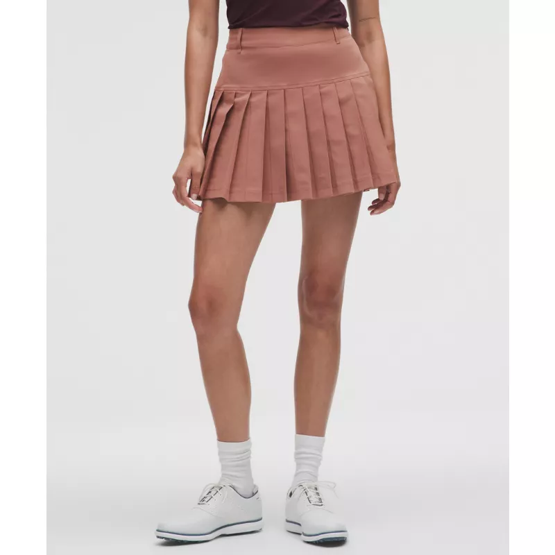 Drop-Waist Pleated High-Rise Golf Skirt