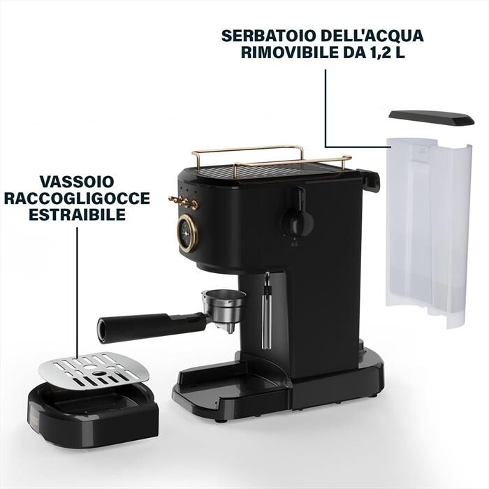 PRINCESS - MACCHINA CAFFE' ESPRESSO 3 IN 1-Nero / Acciaio-Plastica