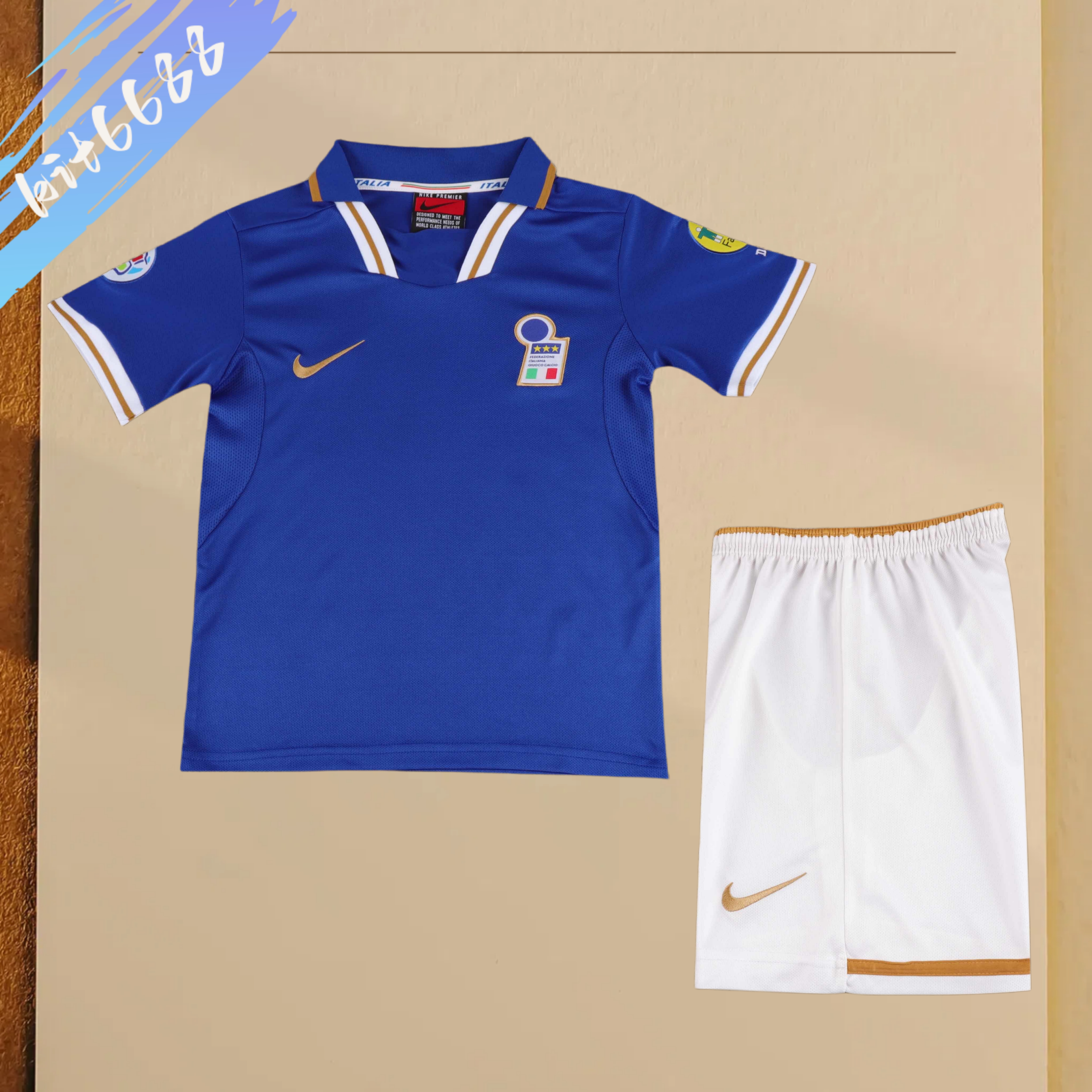 1996 Italy home Retro Football Shirt ( Kids Kit )
