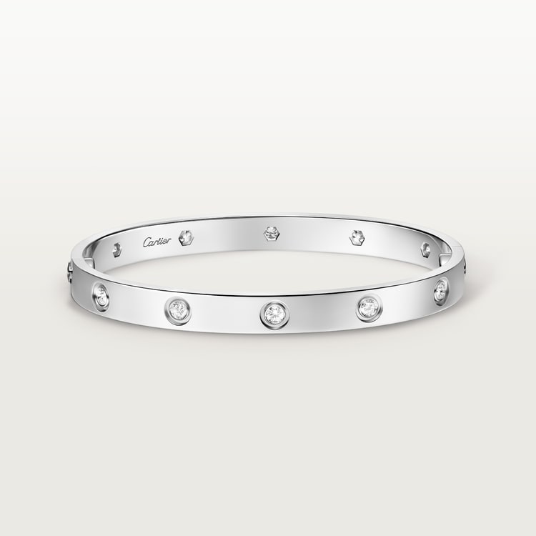LOVE bracelet, classic model,10 diamonds White gold 6.1 mm