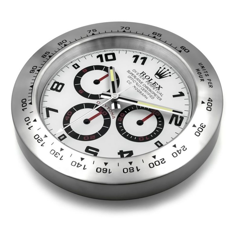 Rolex Daytona Silver Wall Clock