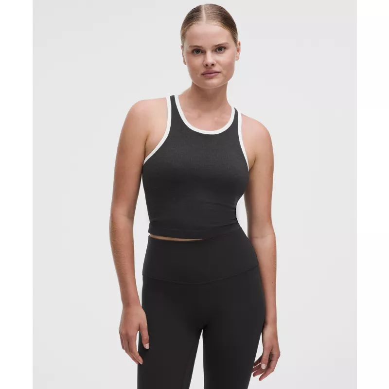 Ebb to Street Cropped Racerback Tank Top Contrast