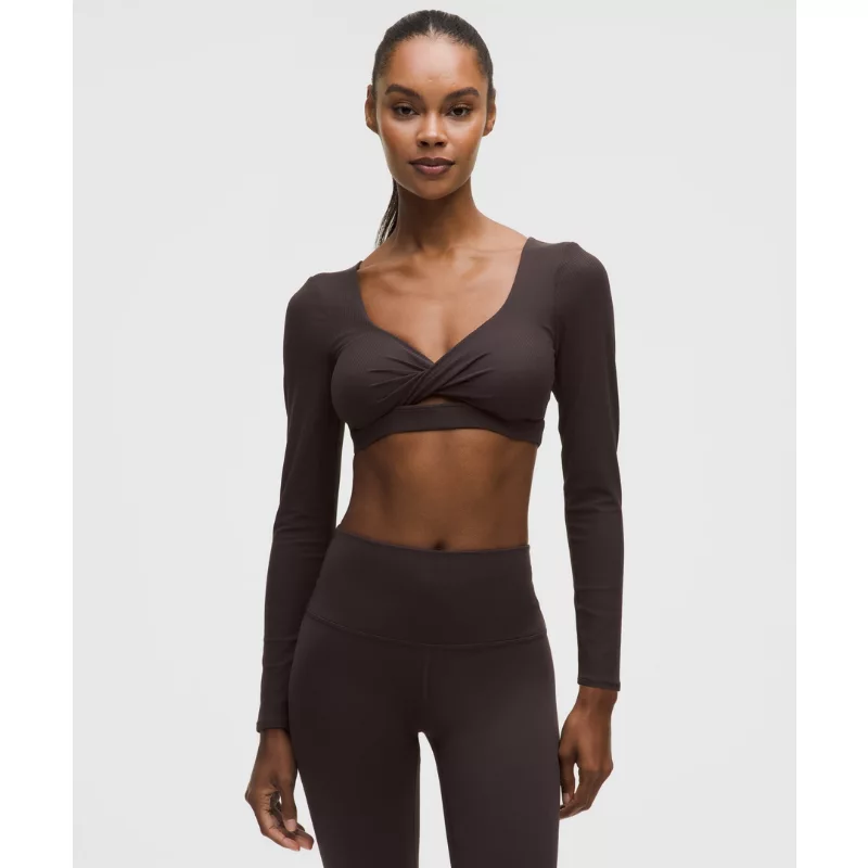 Ribbed Nulu Long-Sleeve Bra Top Light Support, B/C Cup